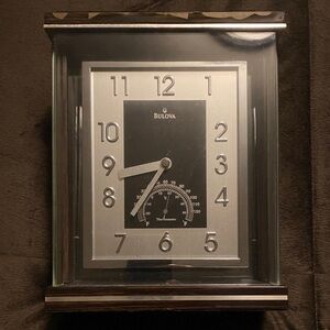Bulova MCM Silver and Black Wall Clock